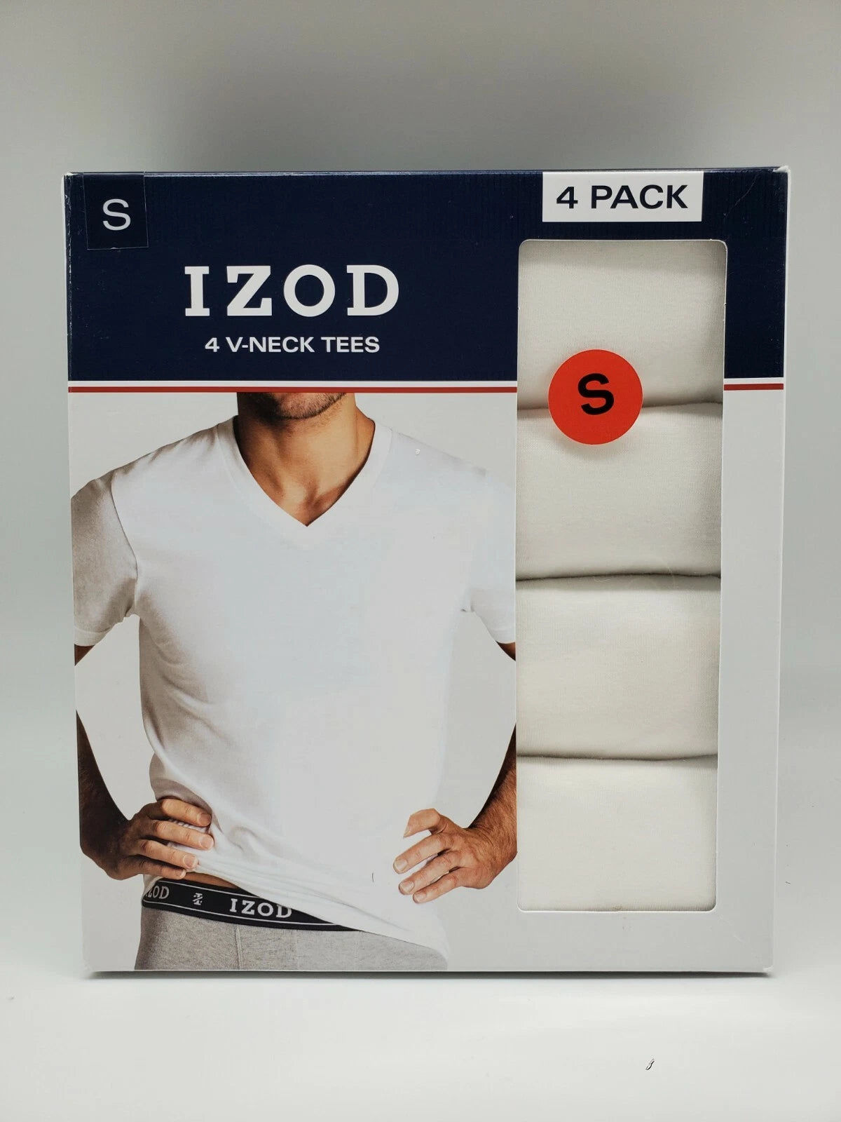 IZOD Men's 4 Pack White V Neck Soft Cotton Classic Fit T Shirt Set Tagless