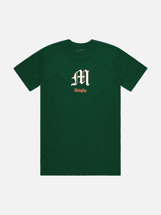 MEN'S SOLE FLY MIAMI 1991 NATIONAL CHAMPIONS TRIBUTE WHITE T-SHIRT GREEN ORANGE