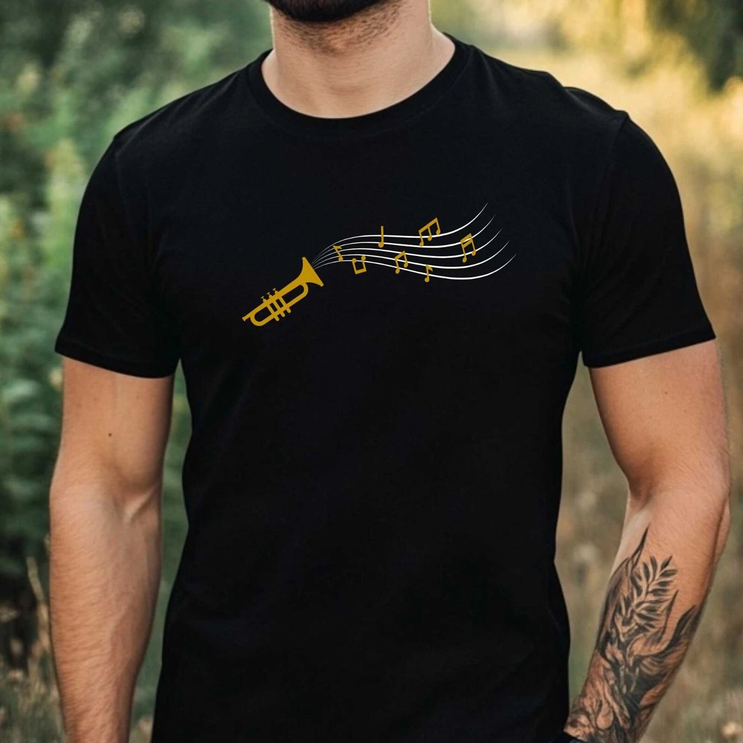 Mens Trumpet Motif Cotton T-Shirt Size XS to 5XL