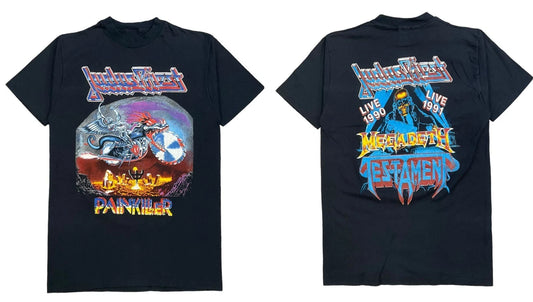 90S Judas Priest Megadeth Testament T Shirt Painkiller Tour Live 1990 1991 Rock