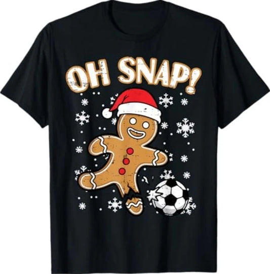 Christmas Gingerbread Soccer Oh Snap Funny Xmas T-Shirt