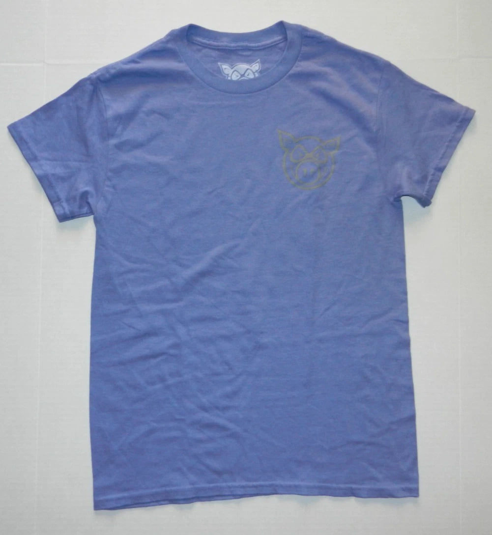 Pig Wheels Front And Back Head T-Shirt - Purple New