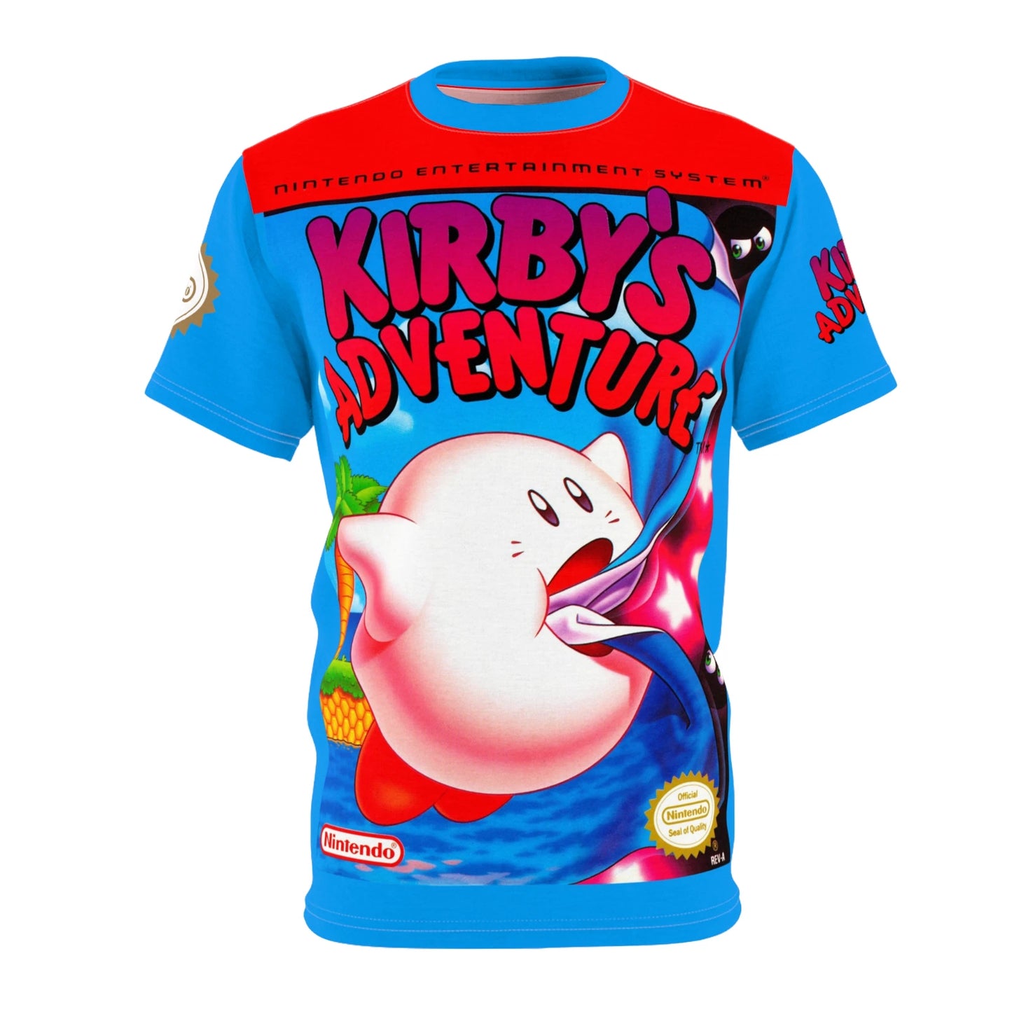Kirby's Adventure 1993 NES Retro Video Game Nintendo Box Cover Game T-Shirt