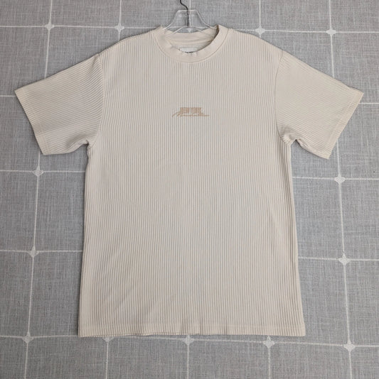 Public Supply NYC Shirt Mens Medium Beige Relaxed Fit Ribbed Classic City Read*