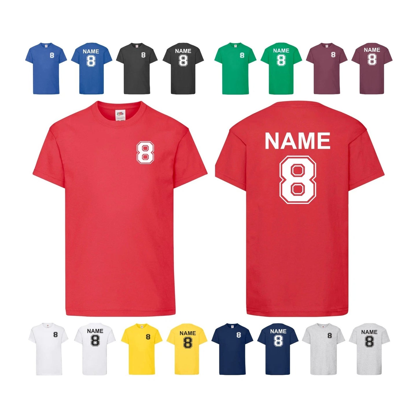 Personalized Name & Number Football T-Shirt – Fruit of the Loom Original Unisex