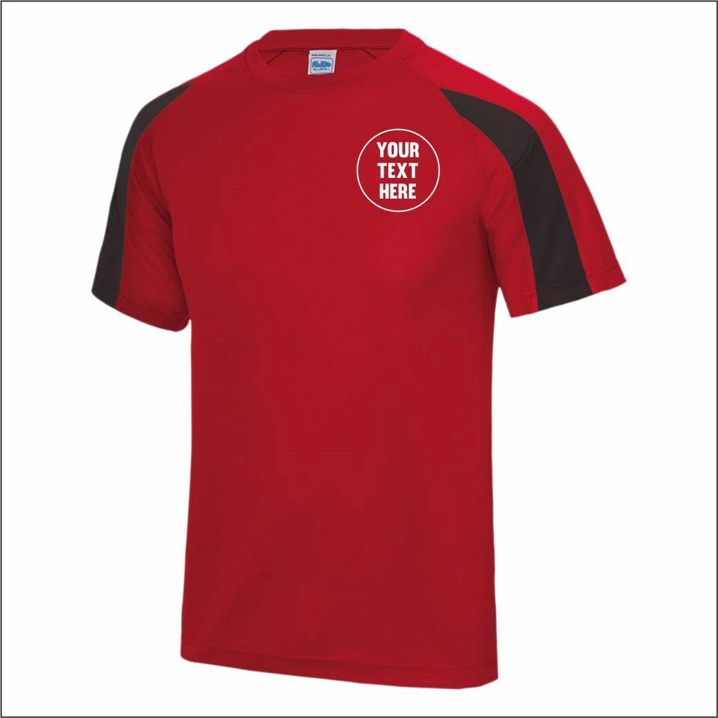 Personalised Custom Printed AWDis Contrast Cool T-Shirt Sports Polyester Tee TOP