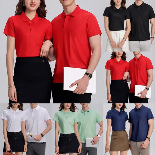 Plain Color Lapel T Shirt Men Short Sleeve Breathable Daily Office Wear