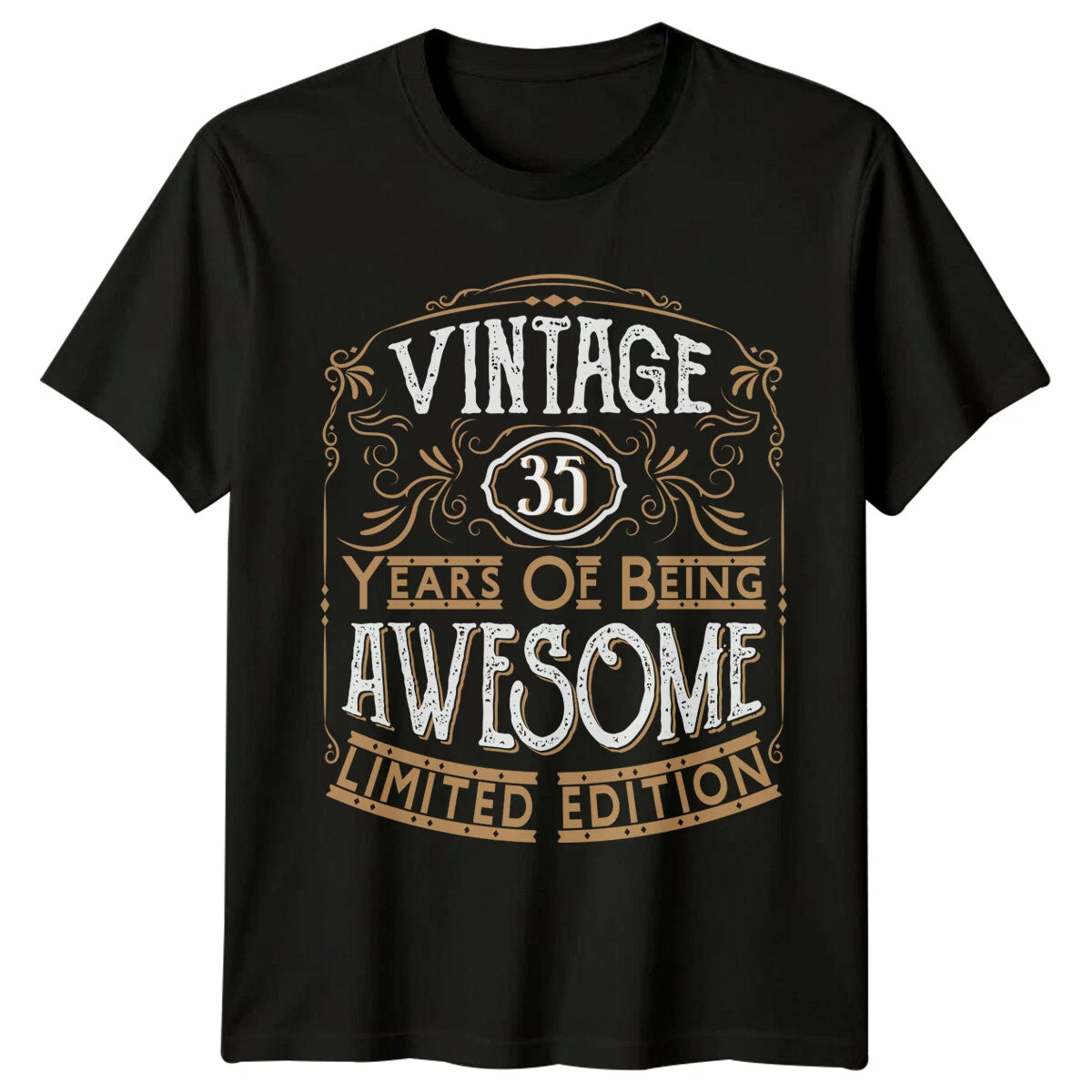 Vintage 35 Years Of Being Awesome Mens T Shirt 35th Birthday Gift