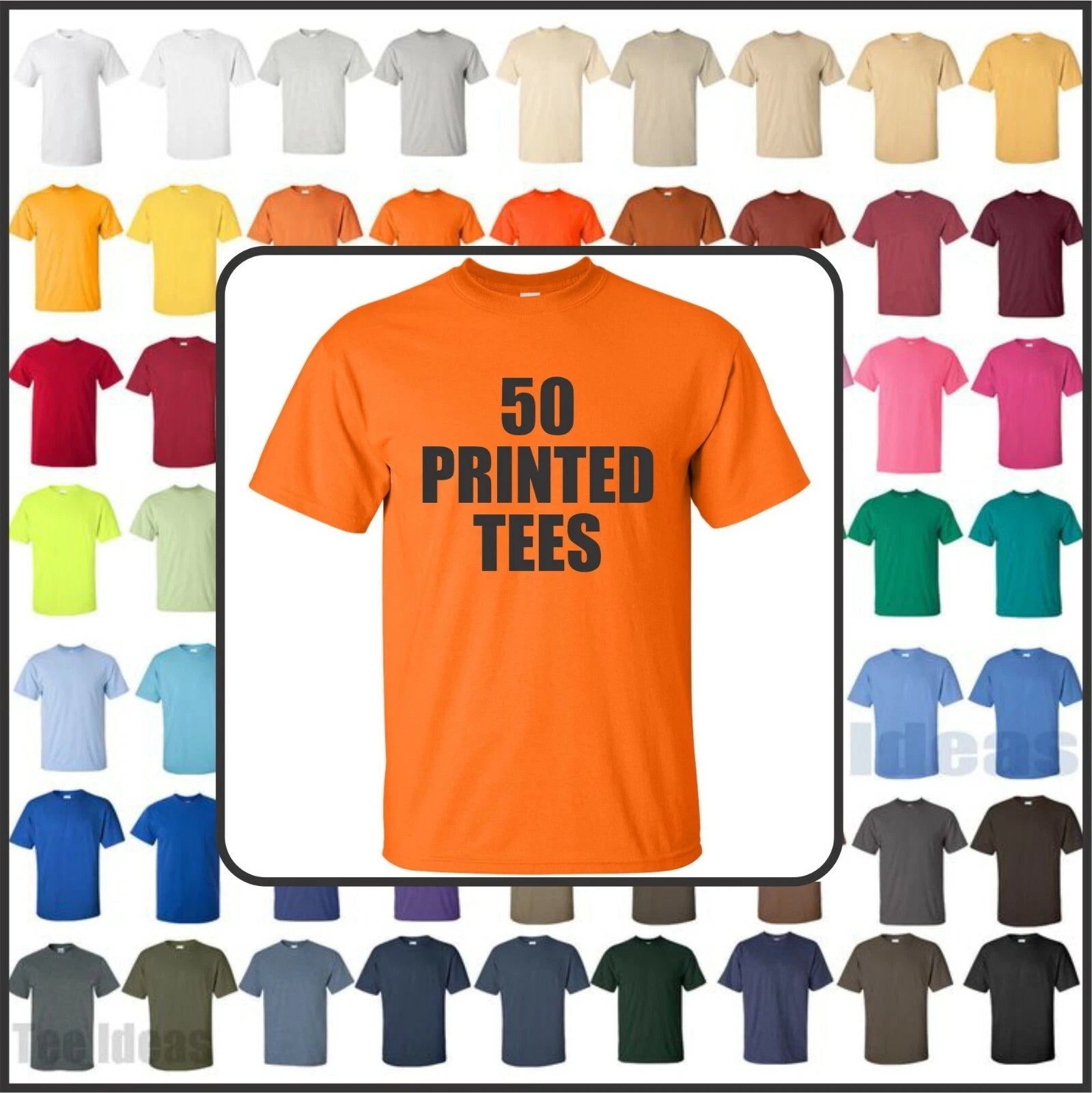 50 Printed cotton tees (small thru XL) - front only