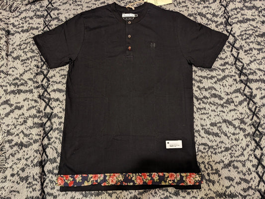 Halfwits Toronto Canada T-shirt / Henley Size Large (Black & Floral Bottom)
