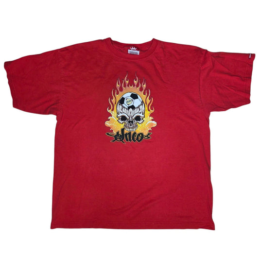 JNCO Jeans x LA Galaxy T Shirt Vintage 90s Red XXL Skull Flames Soccer USA 2XL