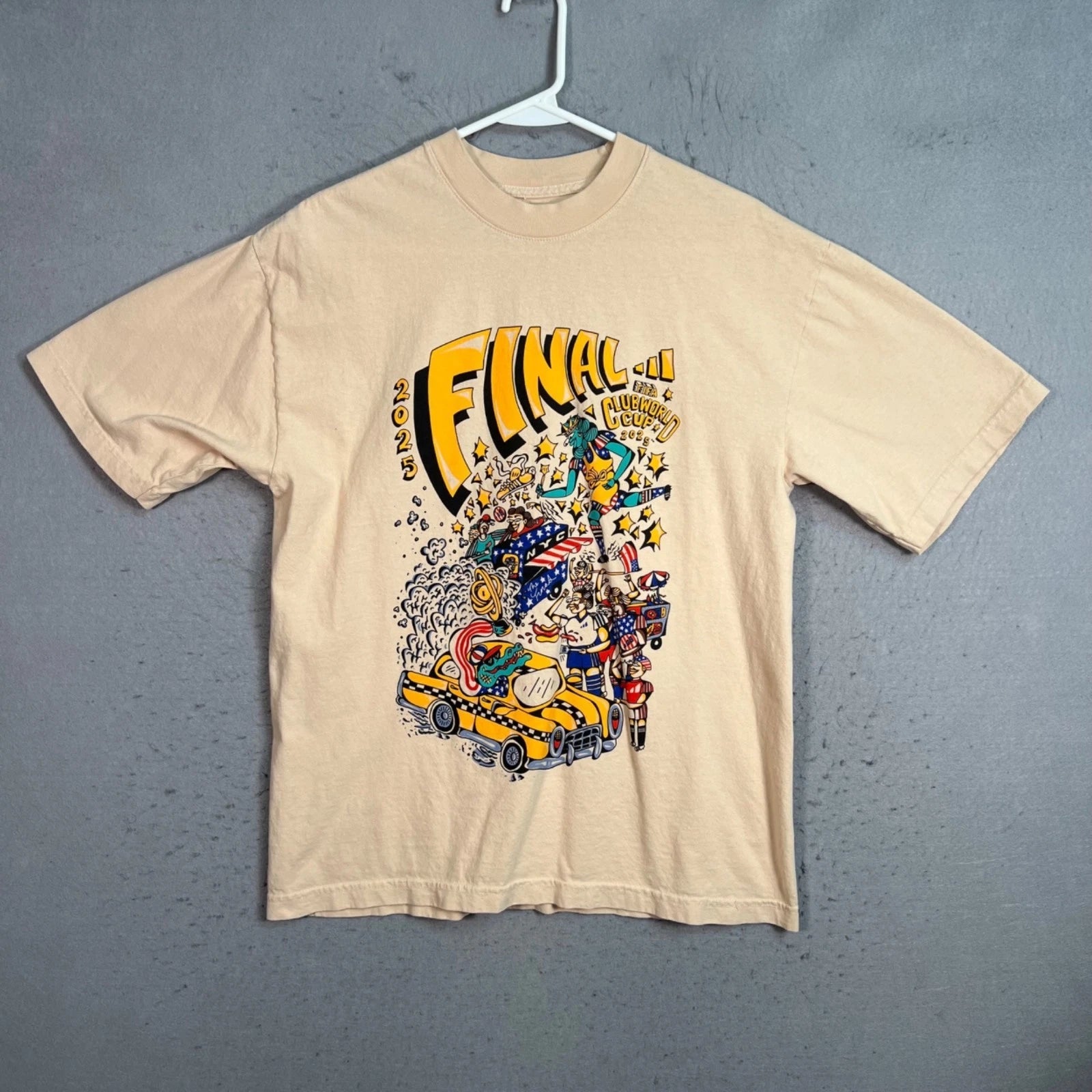 Adidas Futbol Society Club World Cup 2025 Final T Shirt Beige Medium 100% Cotton