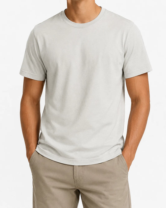 ZARA Men's White Minimal T-Shirt Size L Regular Crew Neck Cotton Jersey
