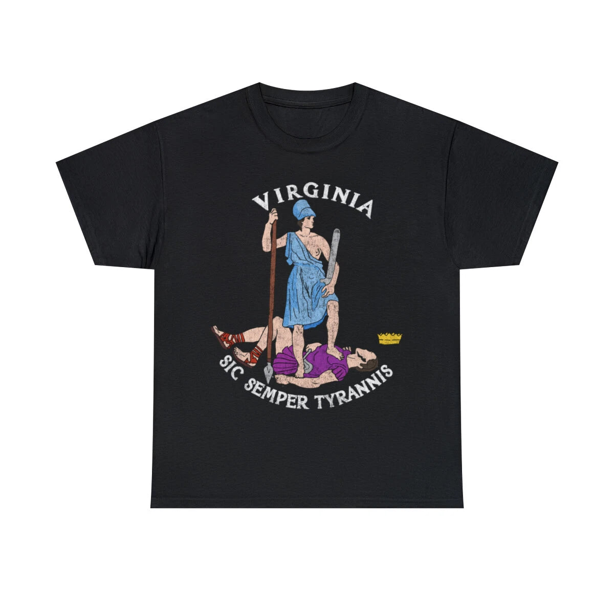 Retro Seal Of Virginia Sic Semper Tyrannis Graphic Tee Shirt, S-5XL
