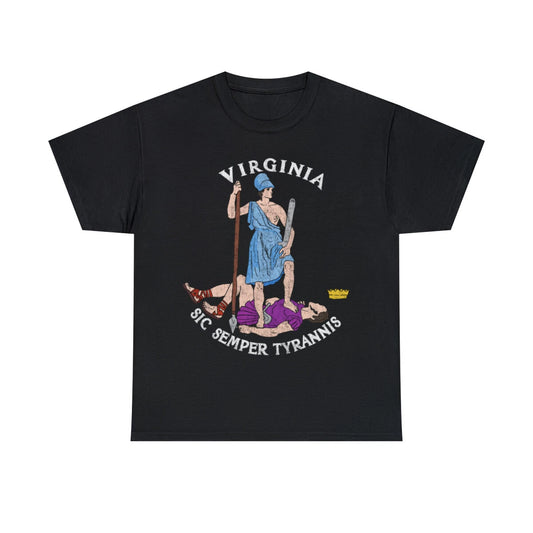 Retro Seal Of Virginia Sic Semper Tyrannis Graphic Tee Shirt, S-5XL