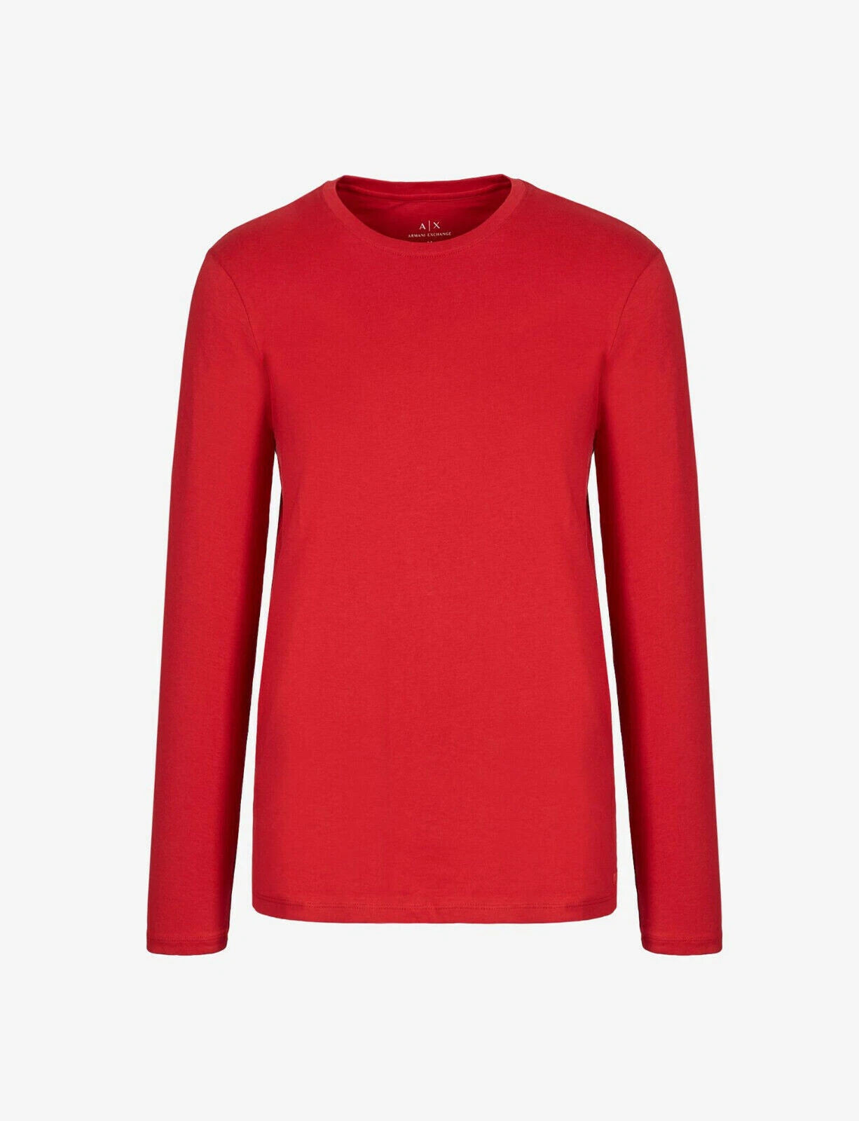 Armani Exhange Mens Long Sleeve Pure Pima Slim Fit Jersey Tshirt Red LARGE