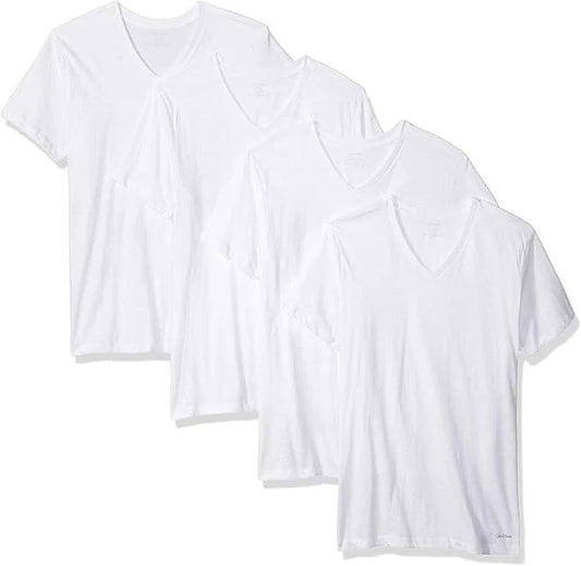 Calvin Klein Mens Cotton Multipack V Neck T-Shirts Pack of 4, Sz XL