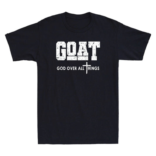 Goat God Over All Things Funny Christian Quote Retro Men's Short Sleeve T-Shirt