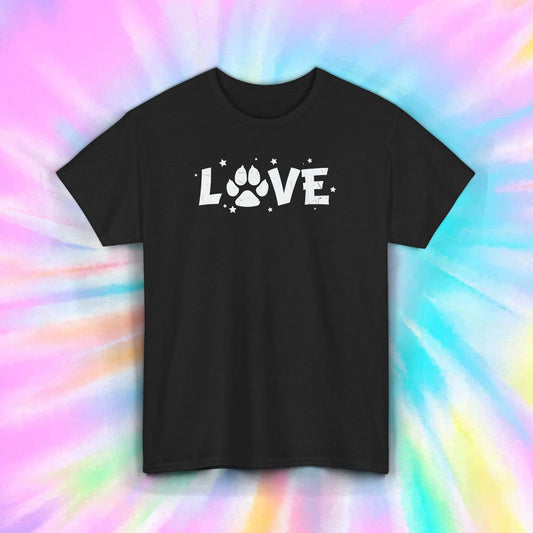 Love Paw Print T-Shirt Cute Pet Owner Dog Cat Rescue Tee S-5XL