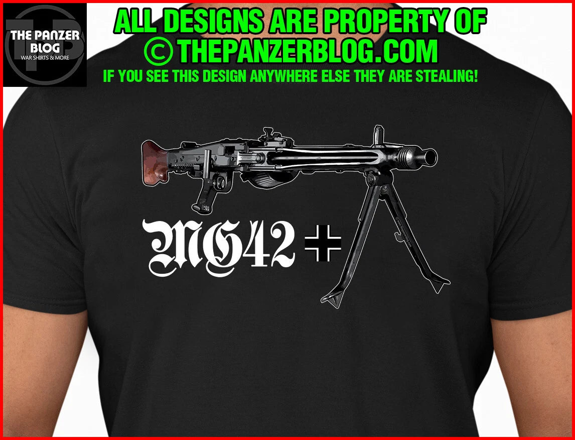 MG42 T-Shirt WWII German Maschinengewehr Rifle Version 2