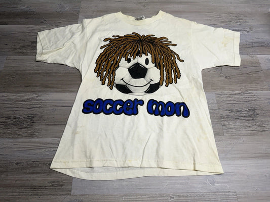 Vintage Y2K Funny Soccer Cartoon T-Shirt Soccer Mon Reggae Rasta Ball Size Large