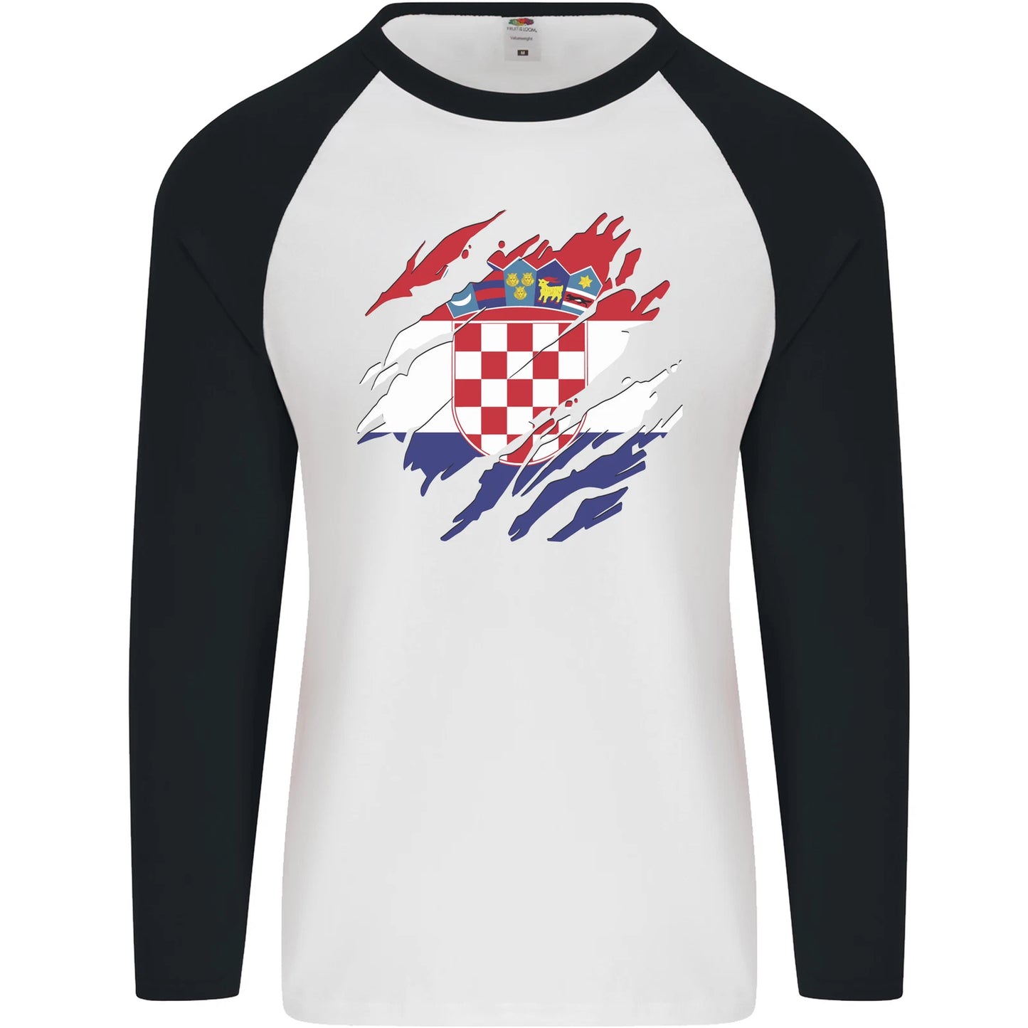 Torn Croatia Flag Croatian Day Football Mens L/S Baseball T-Shirt