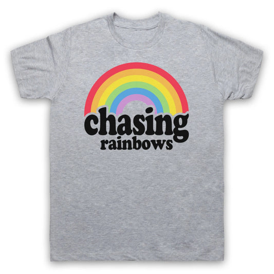 CHASING RAINBOWS UNOFFICIAL BRITPOP LEGENDS SLOGAN MENS & WOMENS T-SHIRT