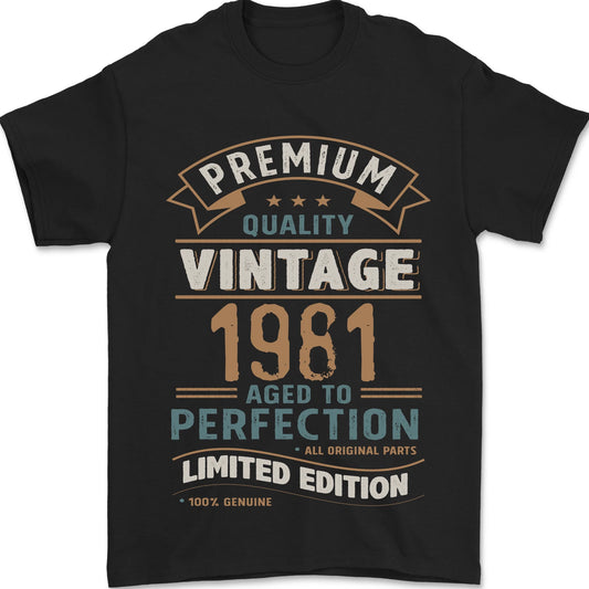 Premium Vintage 45th Birthday 1981 Mens T-Shirt 100% Cotton