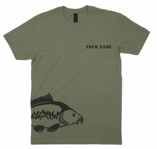 Personalised Carp Fishing T Shirt Custom Name Angler Fisherman Gift