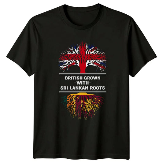 British Grown With Sri Lankan T-Shirt Dual Heritage Nationality Birthday Gift