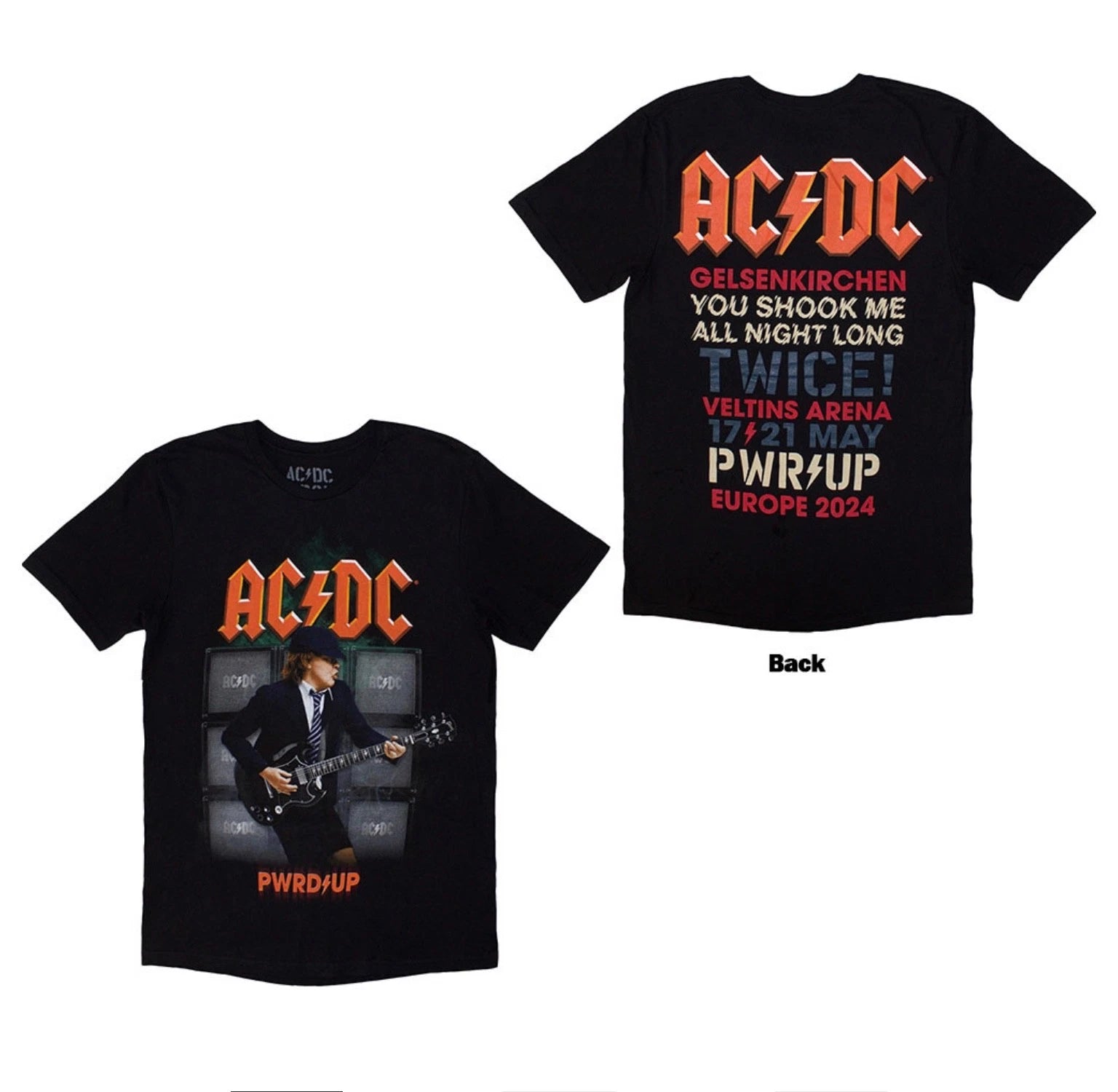 Official AC/DC Band Angus PWRD⚡️UP 2024 EU Tour Men’s Black Unisex T-Shirt