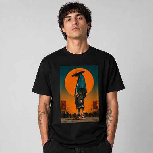 Unisex Graphic Black T-Shirt Cyberpunk Streetwear Loose Fit Japanese Anime Tee
