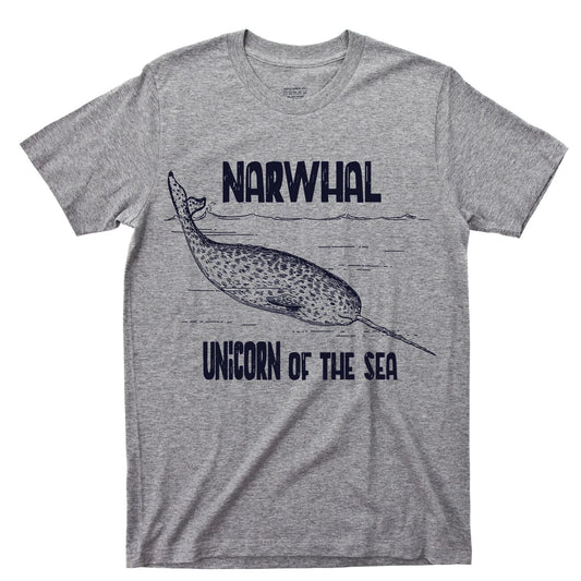 Narwhal Unicorn Of Sea T Shirt Deep Blue Ocean Waves Nautical Marine Mammals Tee