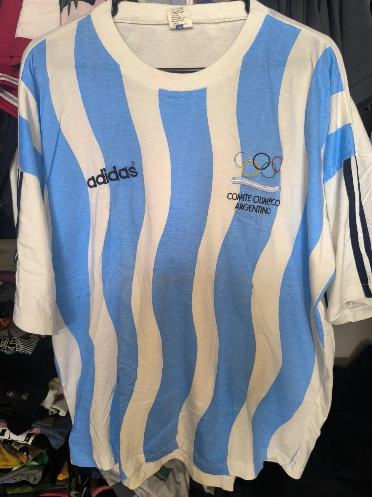 Vintage Adidas Argentina Olympics committee futbol soccer jersey shirt rare L