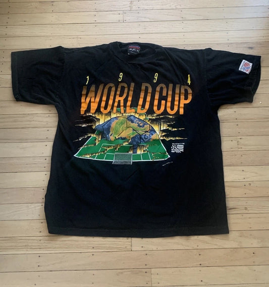 Vintage 1994 WORLD CUP Soccer Magic Johnson T-Shirt Men’s Large Black