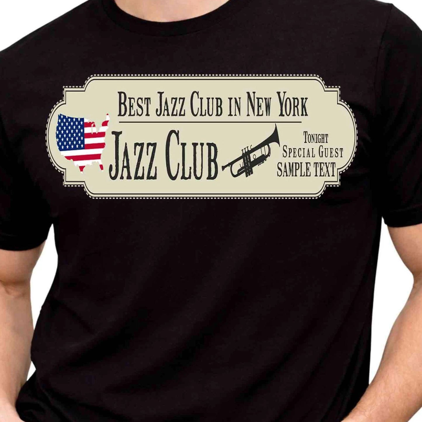 Jazz Club New York Trumpet Retro Vintage Graphic T-Shirt Music Lover Band Gift.
