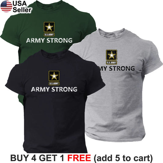 US Army Strong T-Shirt USA Military Patriotic Gym PT Physical Training BUA01