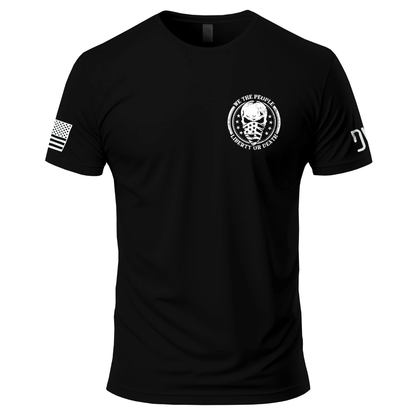 We The People Skull T-Shirt American Flag Patriotic Graphic Tee 100% Cotton S-3X