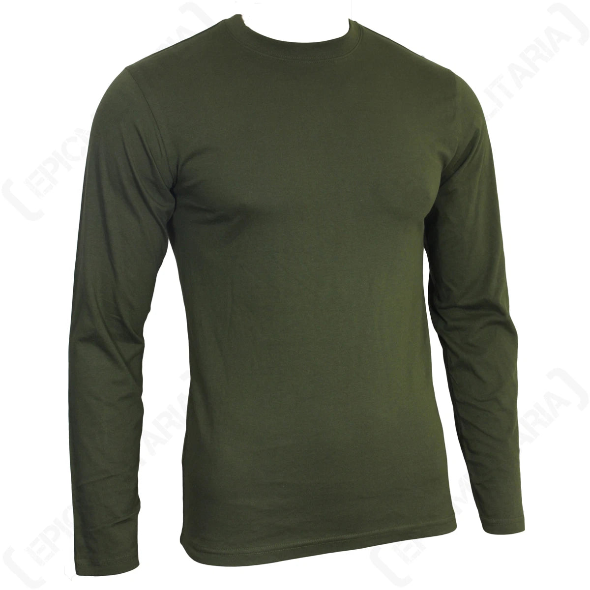 Long Sleeve Olive T-Shirt - All Sizes - Army Military Cotton Top - 100% Cotton