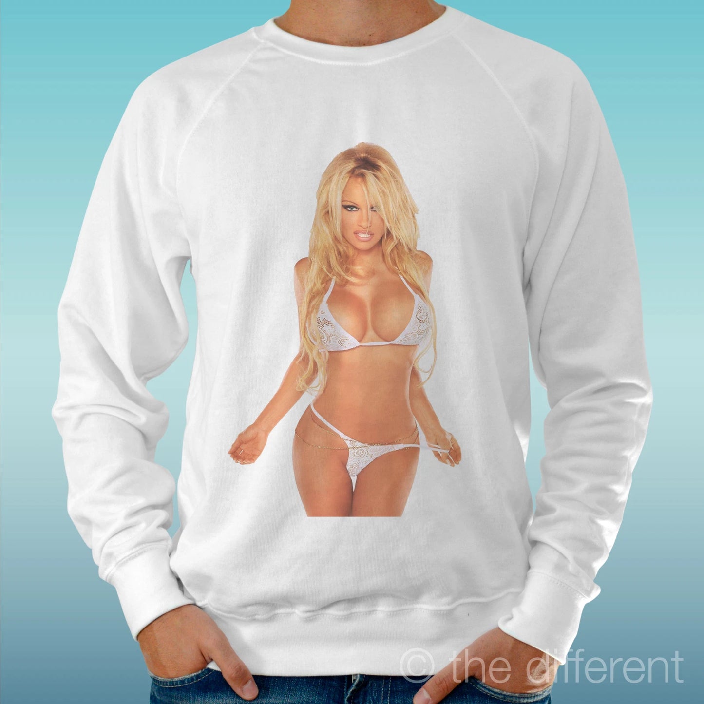 Felpa Man Light Sweater White " Pamel Anderson Bikini Hot "