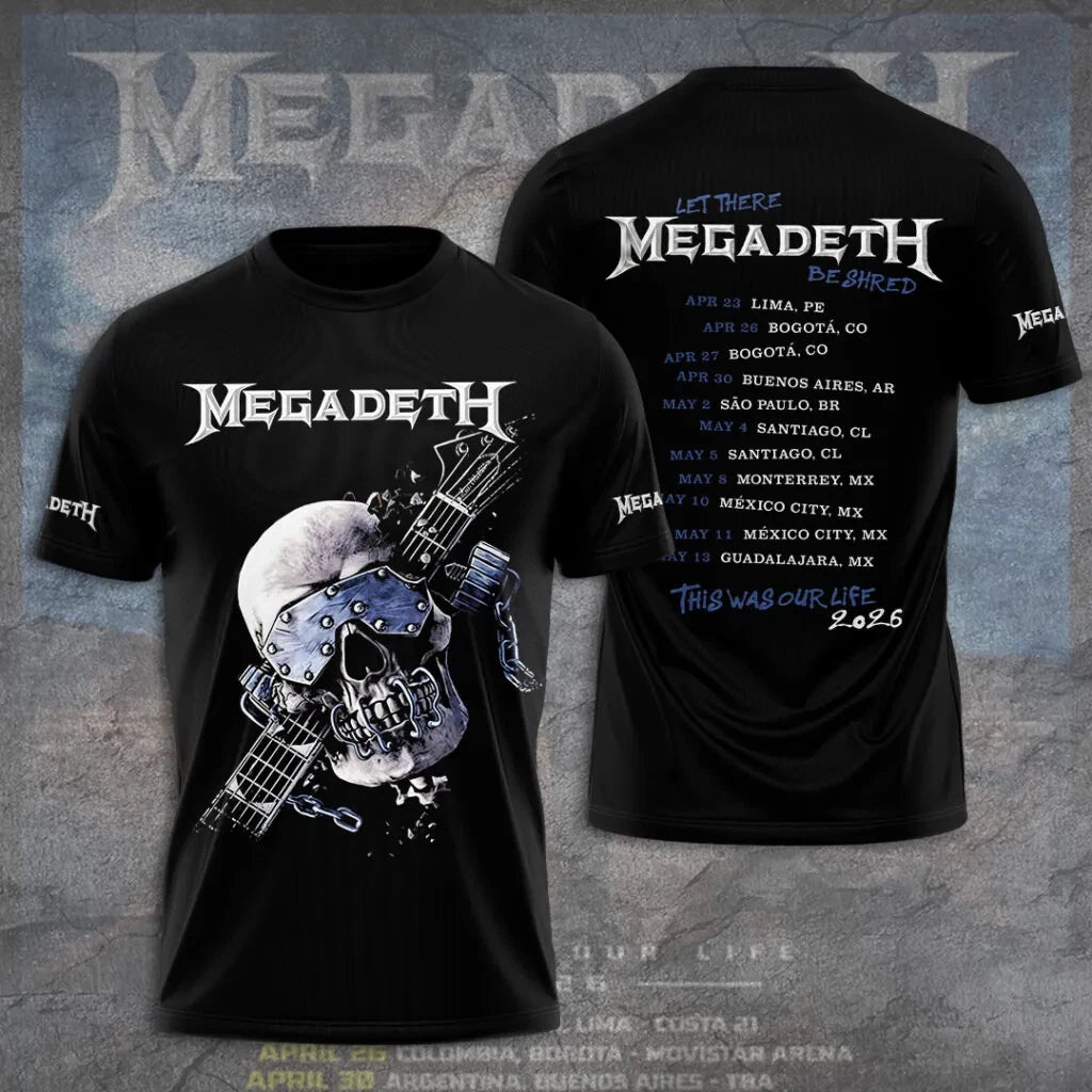 Megadeth Tour 2026 3D Apparel Tshirt