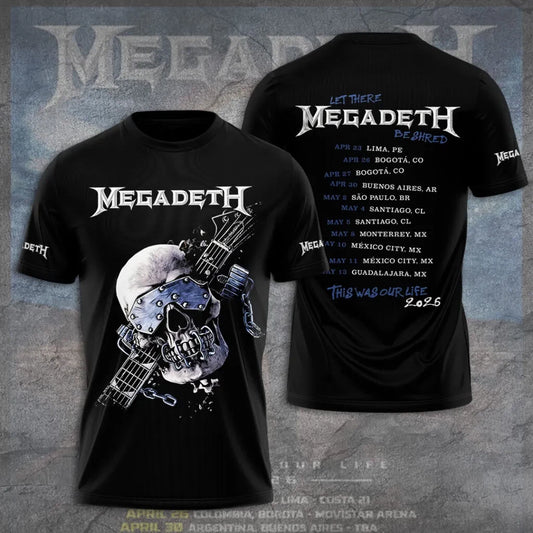 Megadeth Tour 2026 3D Apparel Tshirt