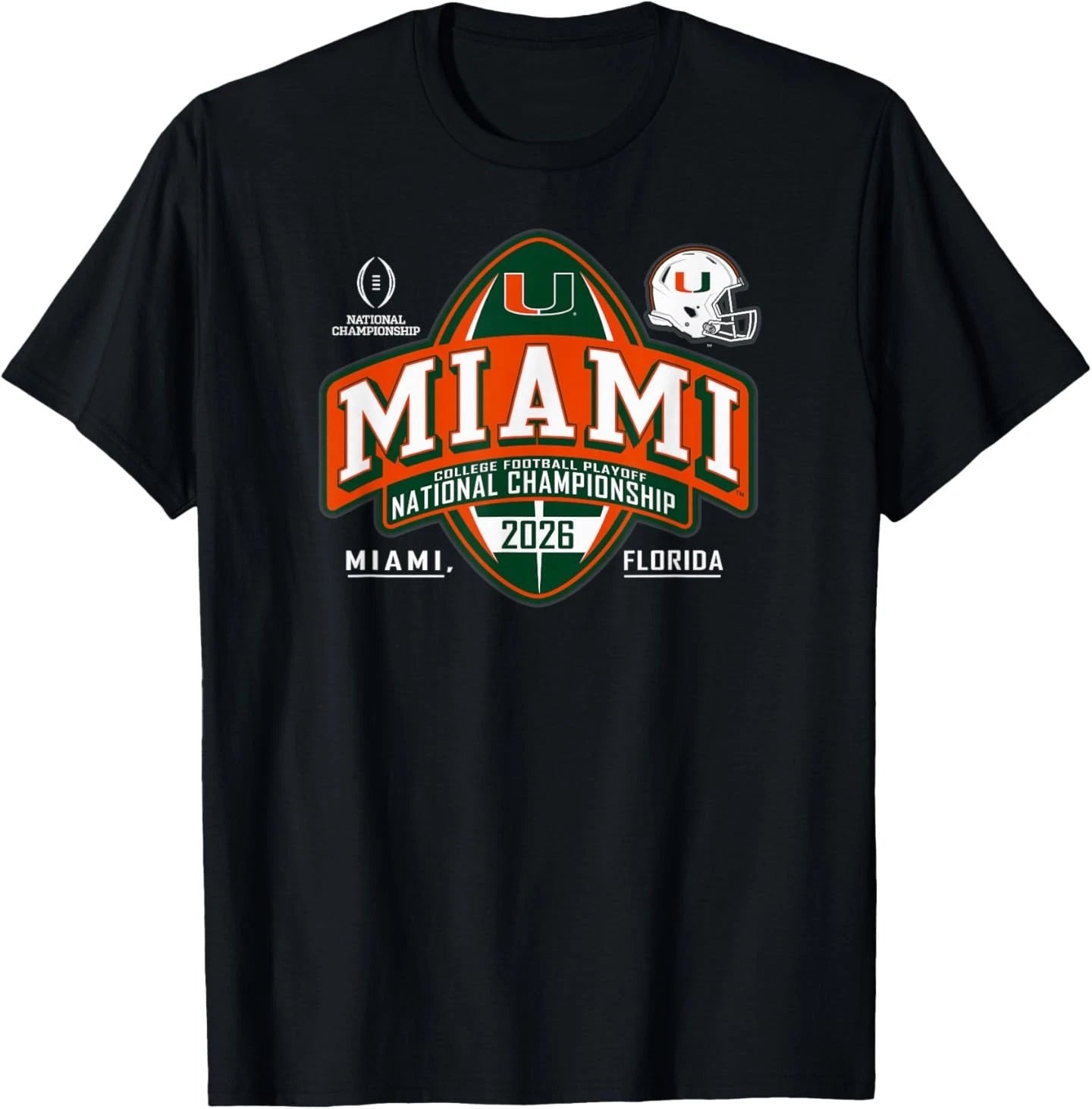 Miami Hurricanes CFP National Championship 2026 Crest Black T-Shirt