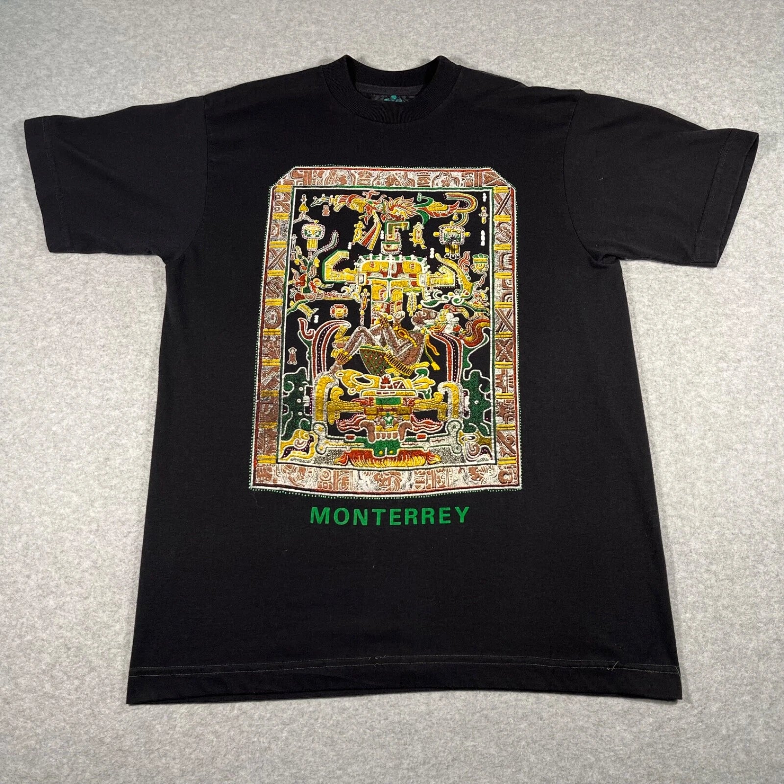 Vintage California Shirt Adult Medium Black Monterrey Aztec Destination Mens