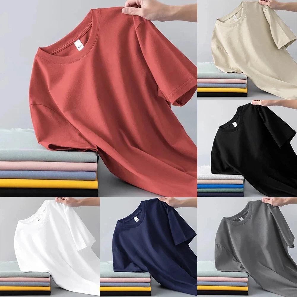 Trendy Korean Style Tops Men's Simple Solid Color T shirt for Versatility