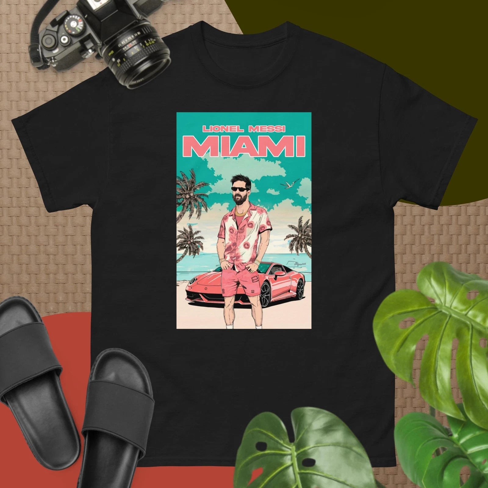 Messi Miami Vacation T-Shirt: Tropical Vibes, Soccer, and Sun - Unisex tee