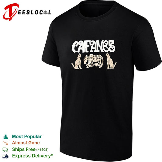 Caifanes rabbit and armadillo Aztec folk art illustration black graphic shirt