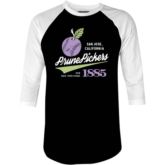 San Jose Prune Pickers - California - Vintage Defunct Baseball Teams - 3/4 Sleeve Raglan T-Shirt