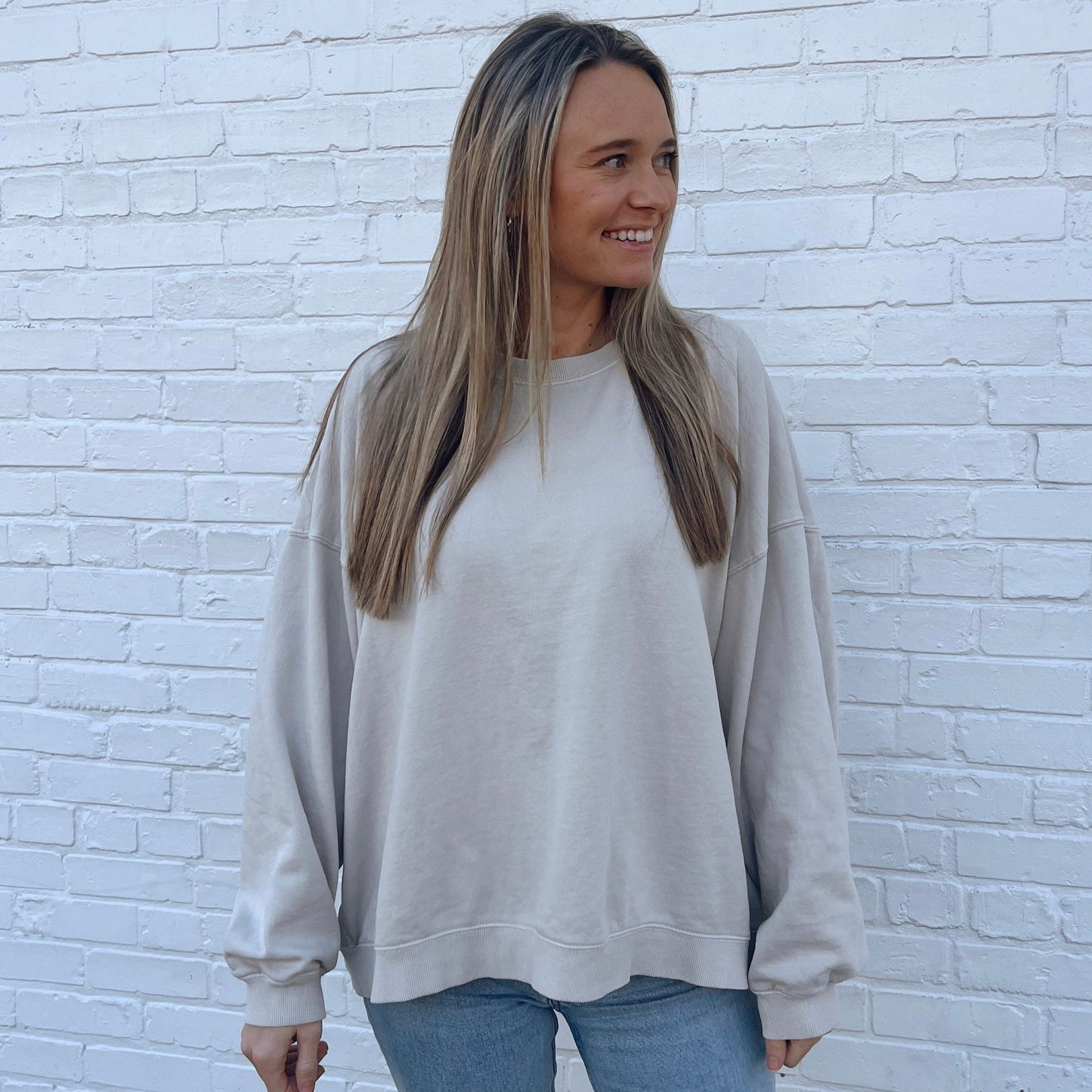 Bone Oversized Boxy Crew - clothing by TeeHivey.com (Image 1)