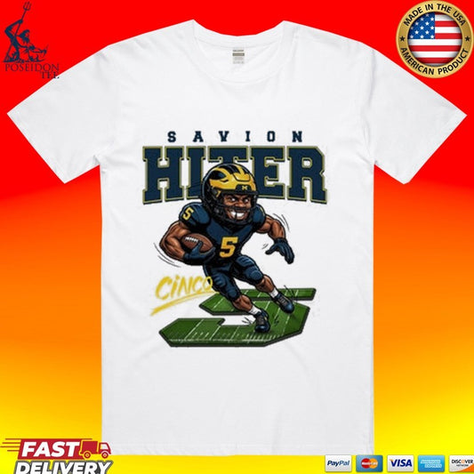 Savion Hiter Michigan Football Cinco Caricature T-shirt